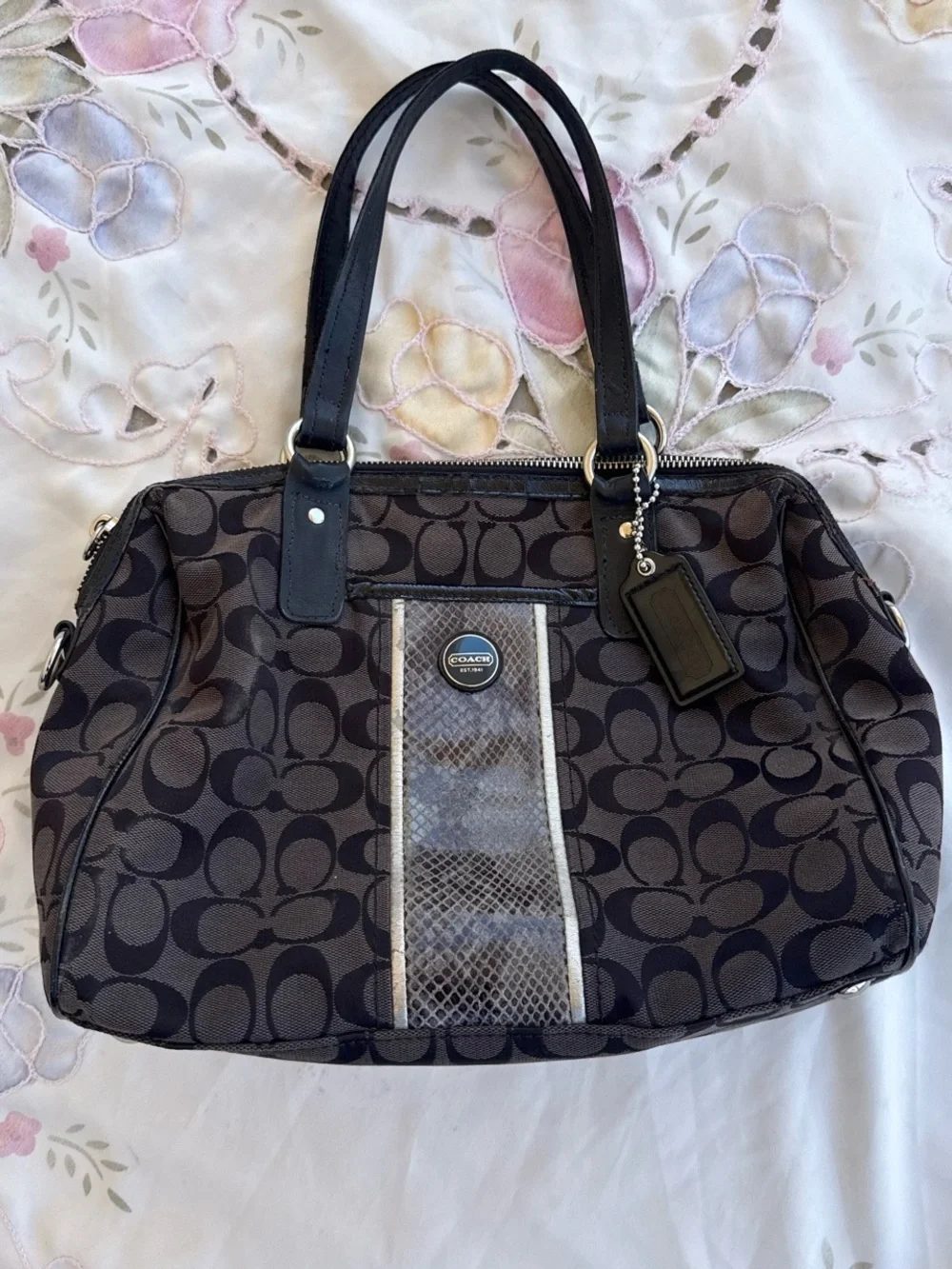 Coach Y2K Signature C Snakeskin Stripe Satchel Shoulder Bag